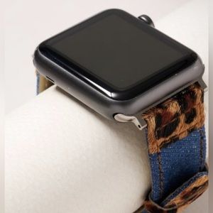 Animal Print Calf Hair Denim Watch Band